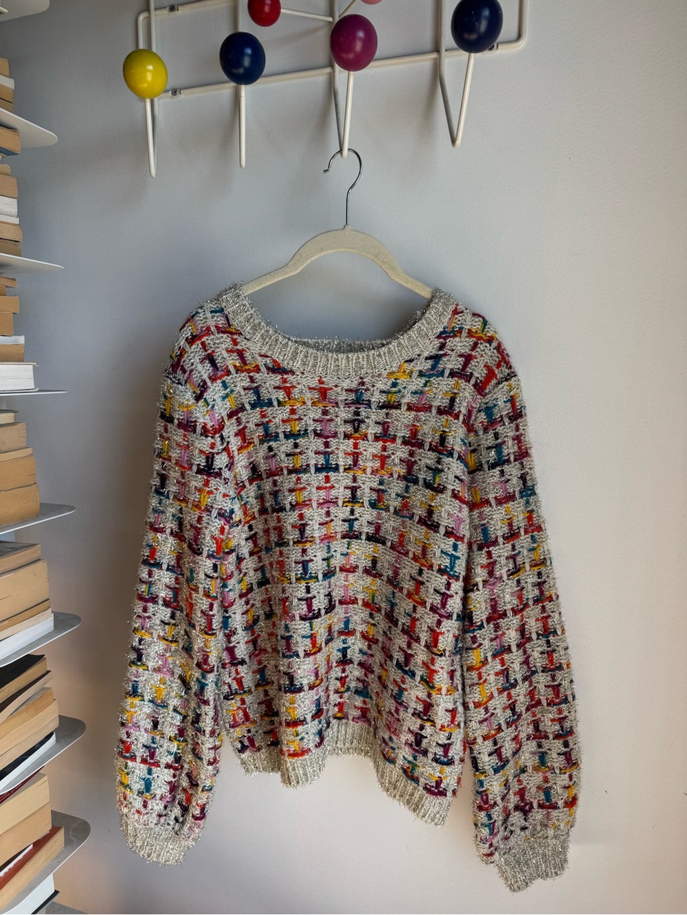 Multicolor Bouclé Crewneck Sweater - Cream Base